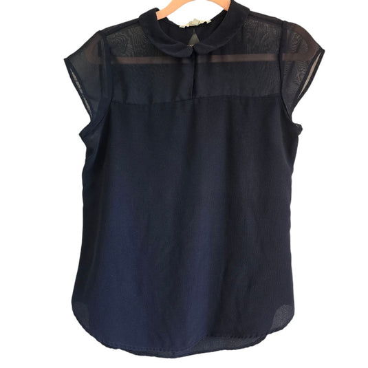 PURE Alfred Sung Navy Peter Pan Collar Cap Sleeve, XS