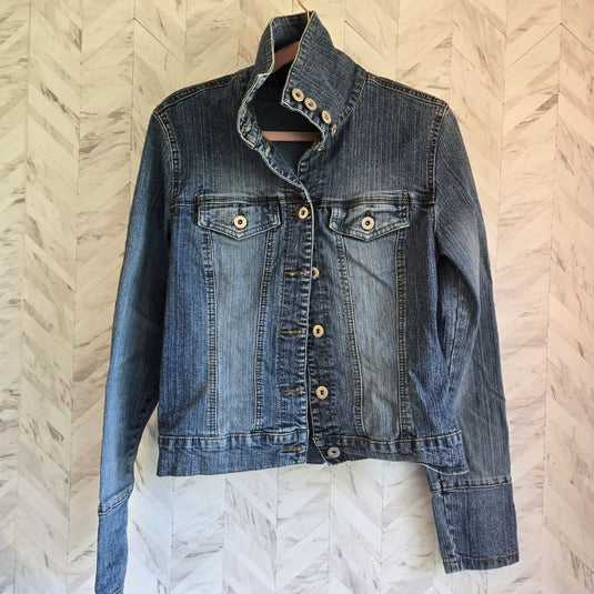 Dynamite High Collar Denim Jean Jacket, Medium