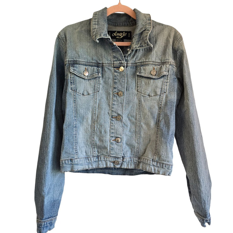 Load image into Gallery viewer, Angfu Vintage Denim Jean Jacket, S/M
