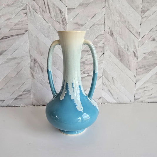 VTG Japan Studio Drip Glaze Ceramic Vase 2 Handles 8