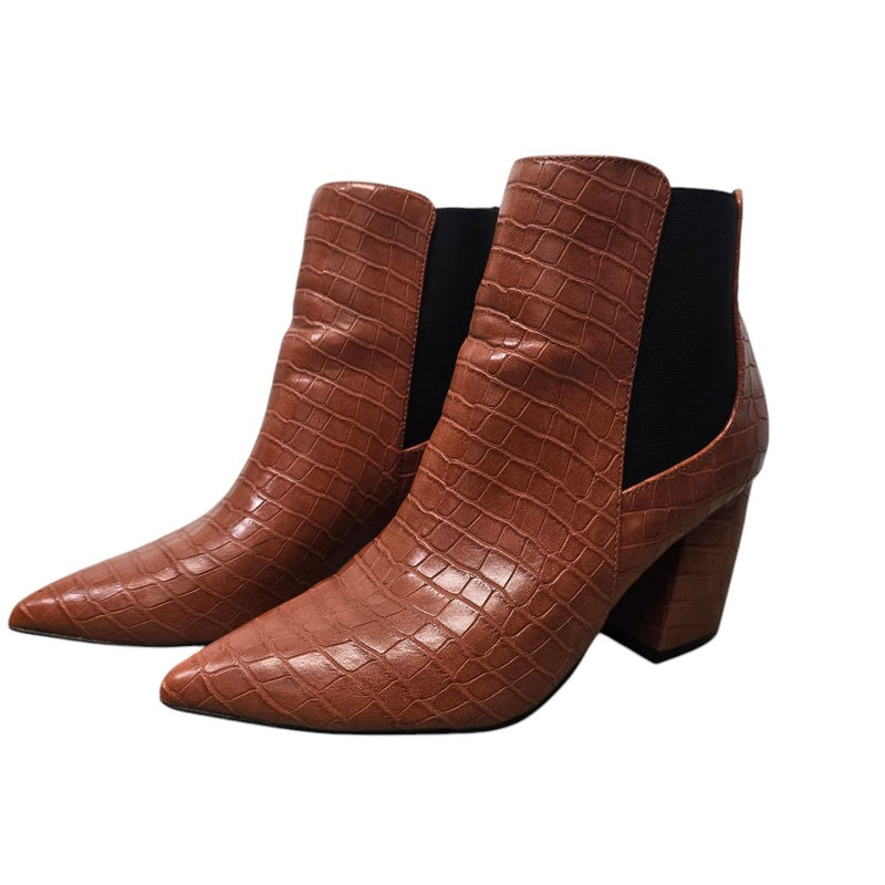 Load image into Gallery viewer, Call it Spring Faux Croc Heeled Bootie, 9
