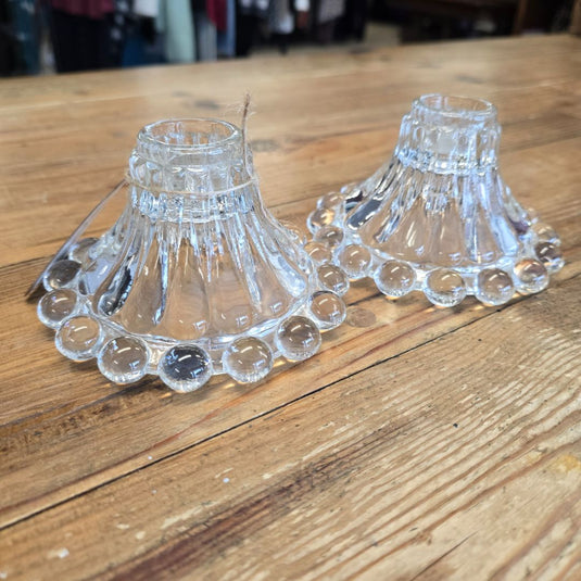 Anchor Hocking 1950s Boopie Beaded Bubble Candle Holders