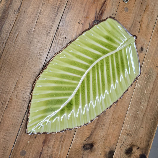 Crackle Glaze Leaf Platter