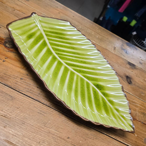 Crackle Glaze Leaf Platter