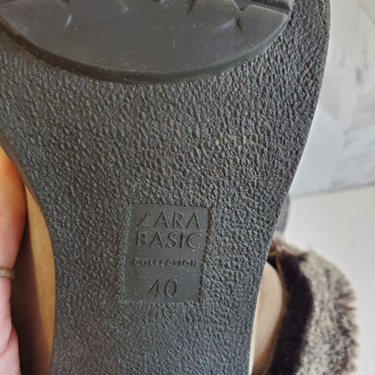 Zara Suede Fur ankle boot, Sz 40