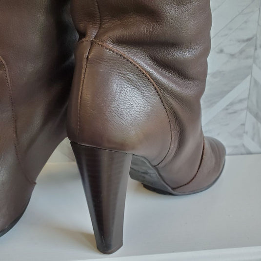 Zara Leather Fur Lined Tall Boots, Sz 39