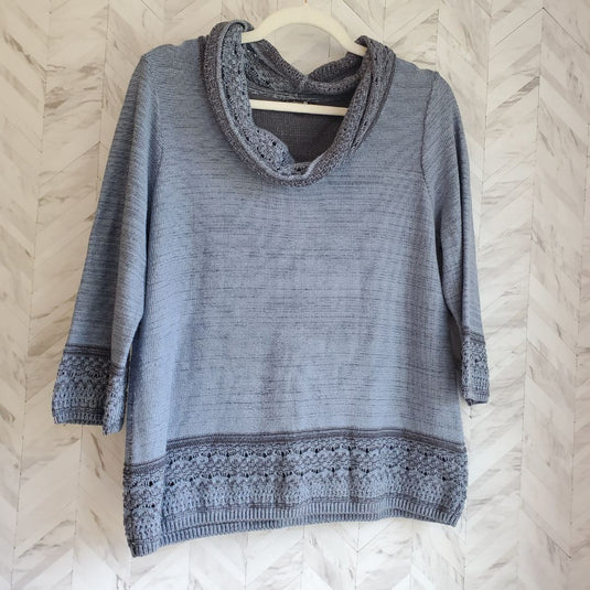 Les Collection Cowl Neck Blue, Large