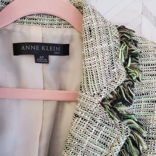 Anne Klein Green Fringe Blazer/Skirt, 2
