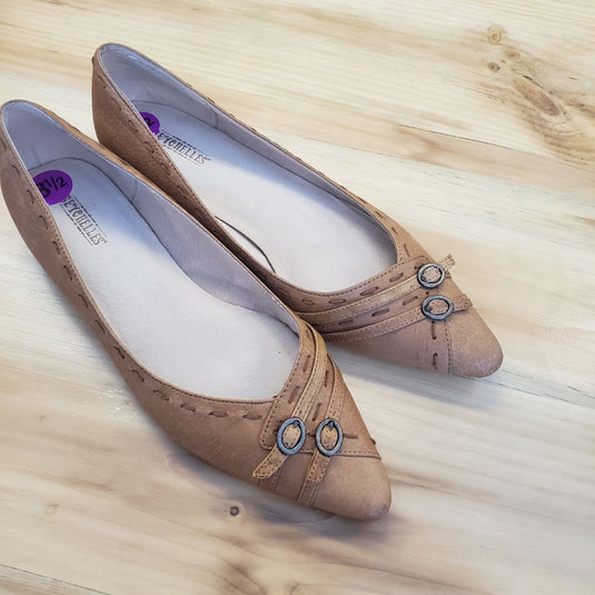 Seychelles Leather Brown Flats, 8.5