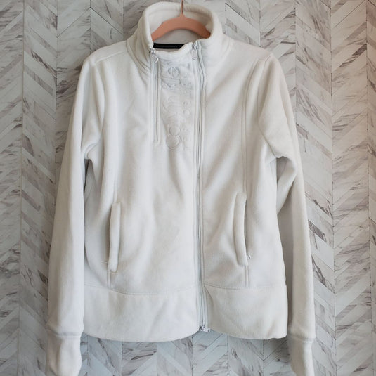 Calvin Klein White Fleece Sweater, Small