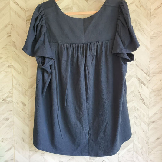 Navy Peasant Top, Large