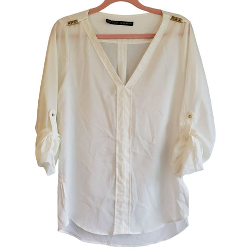 Zara Sheer White Blouse, Sz XS
