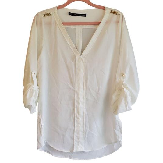 Zara Sheer White Blouse, Sz XS