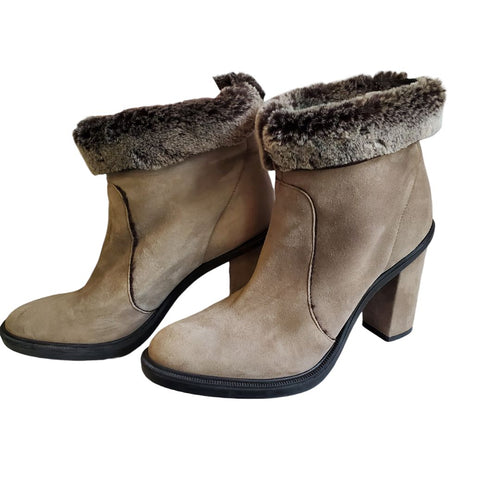 Zara Suede Fur ankle boot, Sz 40