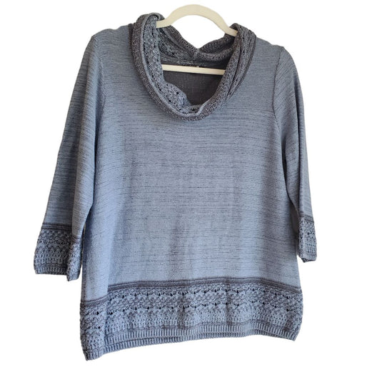 Les Collection Cowl Neck Blue, Large