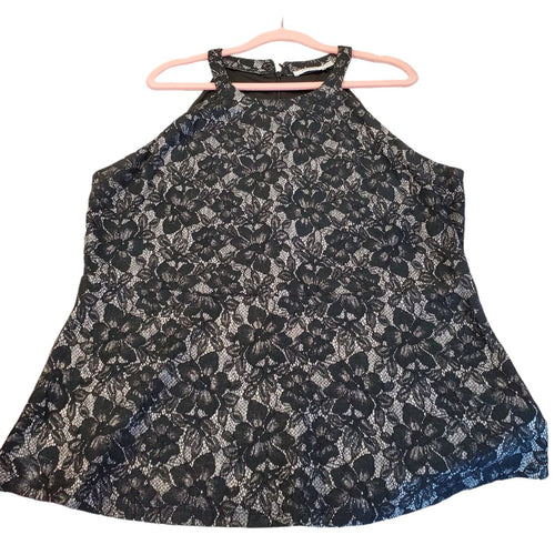 Ricki's Silver Black Lace Top, XL