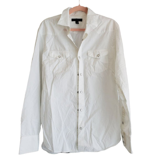 Banana Republic White Snap Button, Medium