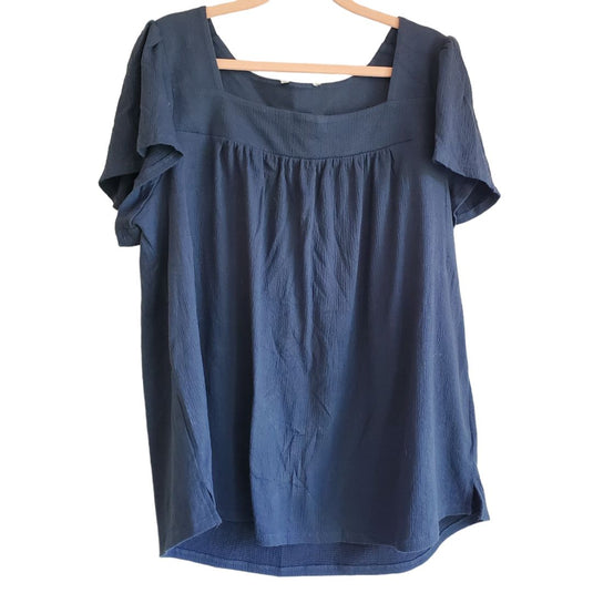 Navy Peasant Top, Large