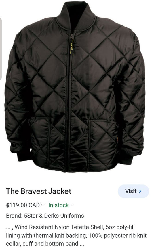 Game NEW* Black Quilted Coat, Small