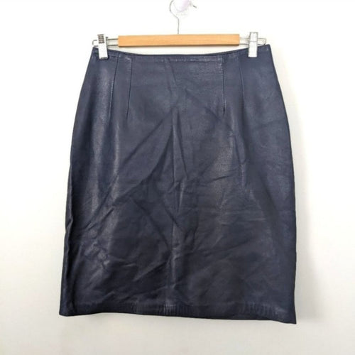 Margaret Godfrey Vintage Leather Navy Miniskirt, 8