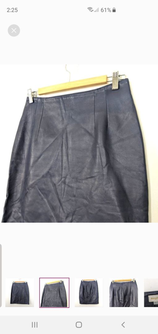 Margaret Godfrey Vintage Leather Navy Miniskirt, 8