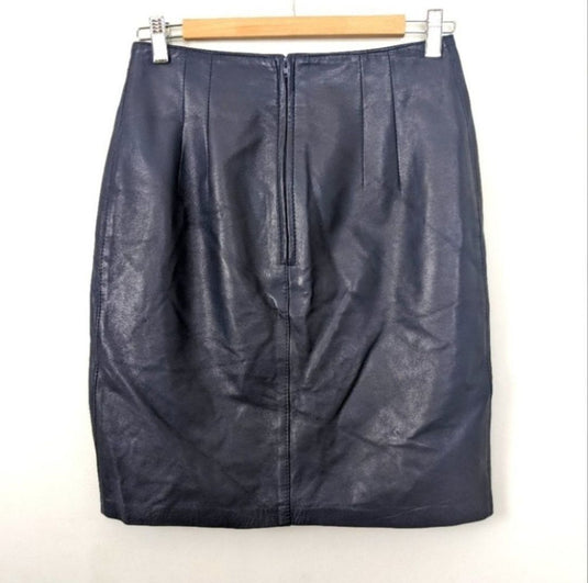 Margaret Godfrey Vintage Leather Navy Miniskirt, 8