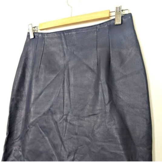 Margaret Godfrey Vintage Leather Navy Miniskirt, 8
