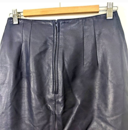 Margaret Godfrey Vintage Leather Navy Miniskirt, 8