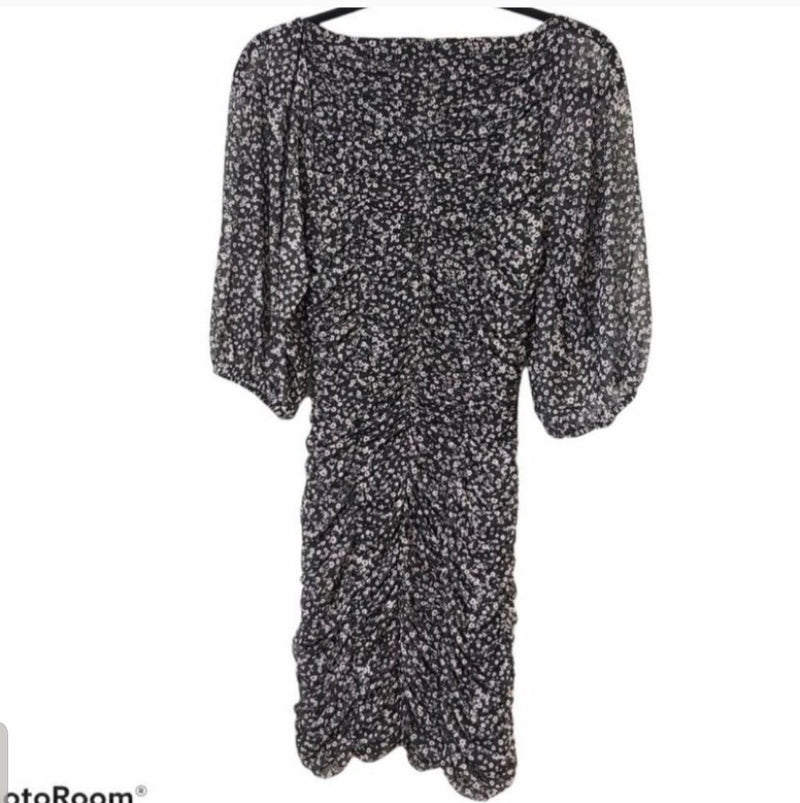 Load image into Gallery viewer, Dynamite Floral Ruched Puff Sleeve Dress, Medium
