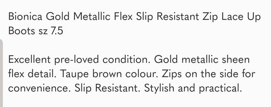 Bionica Leather Flex Taupe Gold Mettalic, 7.5