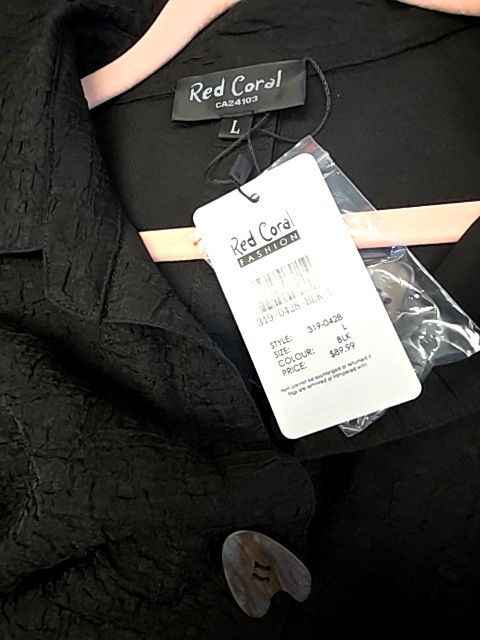 Load image into Gallery viewer, Red Coral NEW * Black Blouse Painter Buttons, Large
