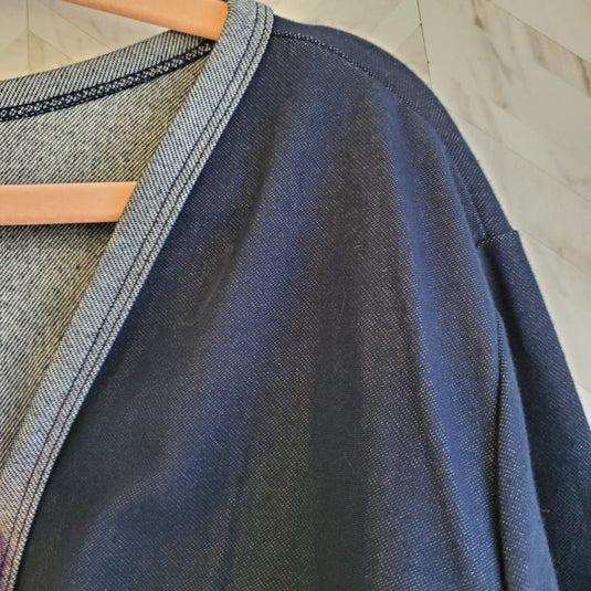 Kim & Co Stretch Denim Open Cardi, 3XL Blue