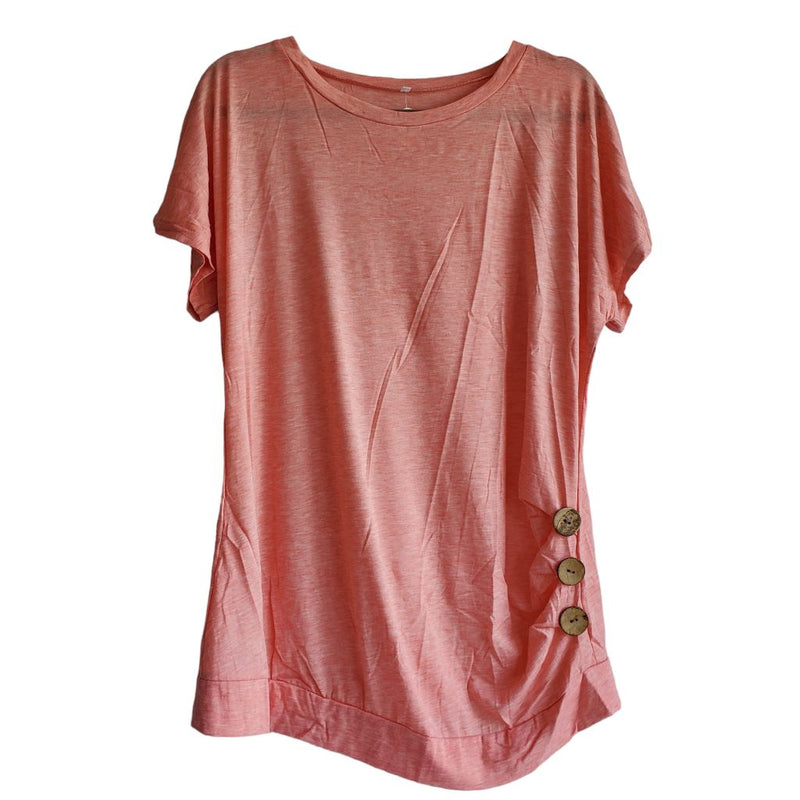 Load image into Gallery viewer, Birdie &amp; Roe Coral Button Tee, XL Peach

