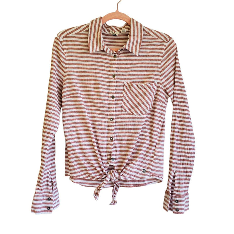 Load image into Gallery viewer, Roxy Striped Button Up, sz Small Blush
