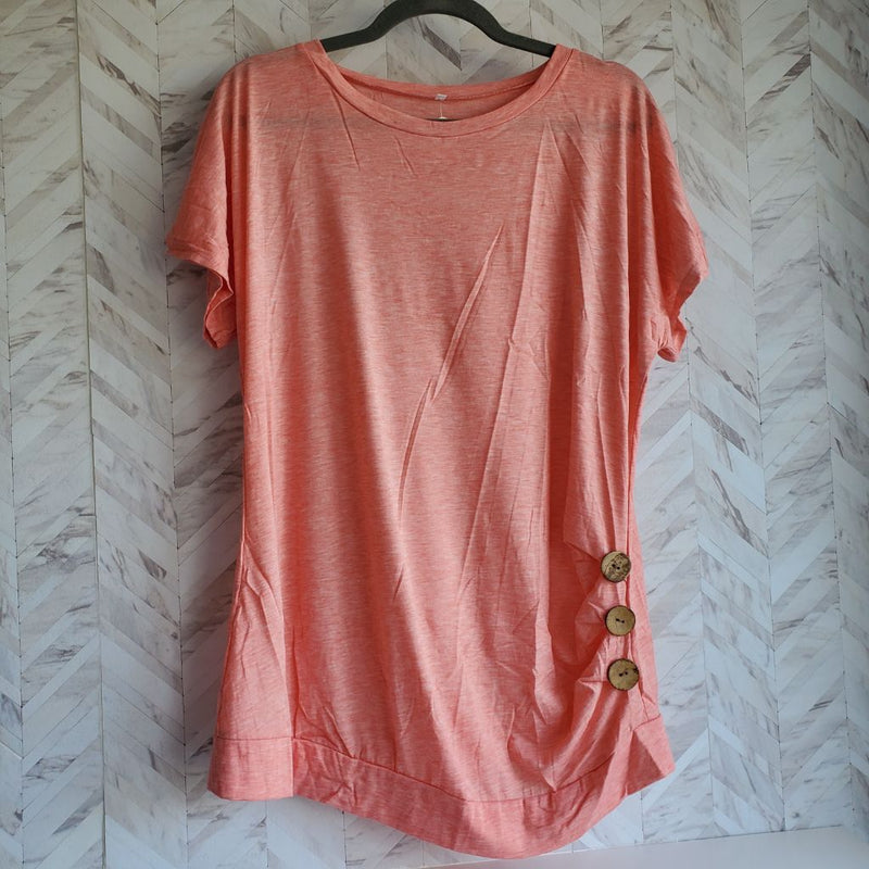 Load image into Gallery viewer, Birdie &amp; Roe Coral Button Tee, XL Peach

