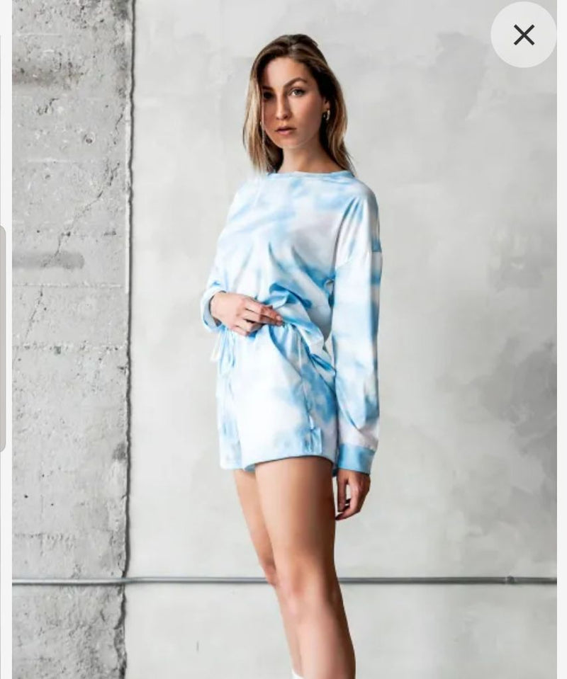 Load image into Gallery viewer, Hope Horizon *NEW 2pc Tie Dye Short Set, sz Small Blue White
