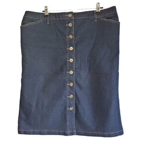 Cleo Knee Length Denim Button Up Skirt, Sz 10