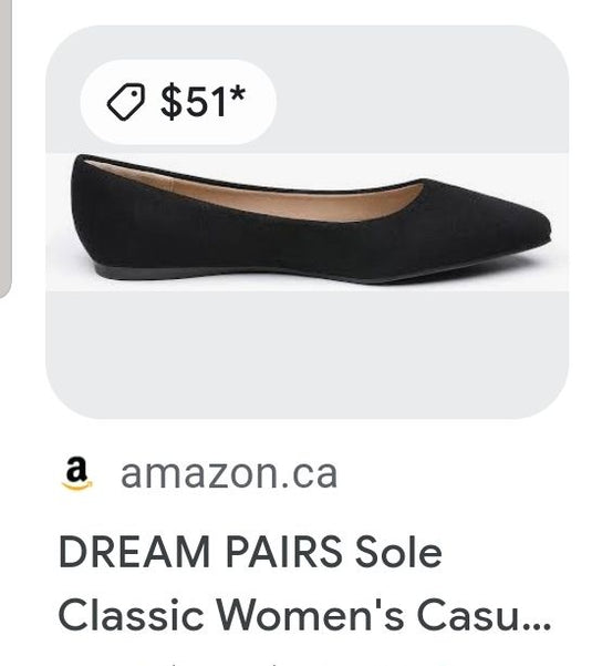 Dream Pairs *NEW Black Ballet Flat, Sz 7.5