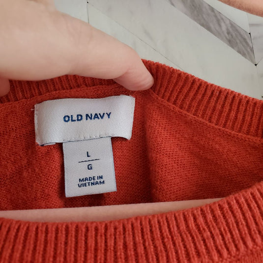 Old Navy Knit Long Sleeve Side Slit, sz Large Orange