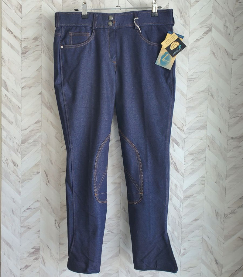 Load image into Gallery viewer, Tuscany Equigear Equestrian Knee Patch Breech, 32 Blue Denim
