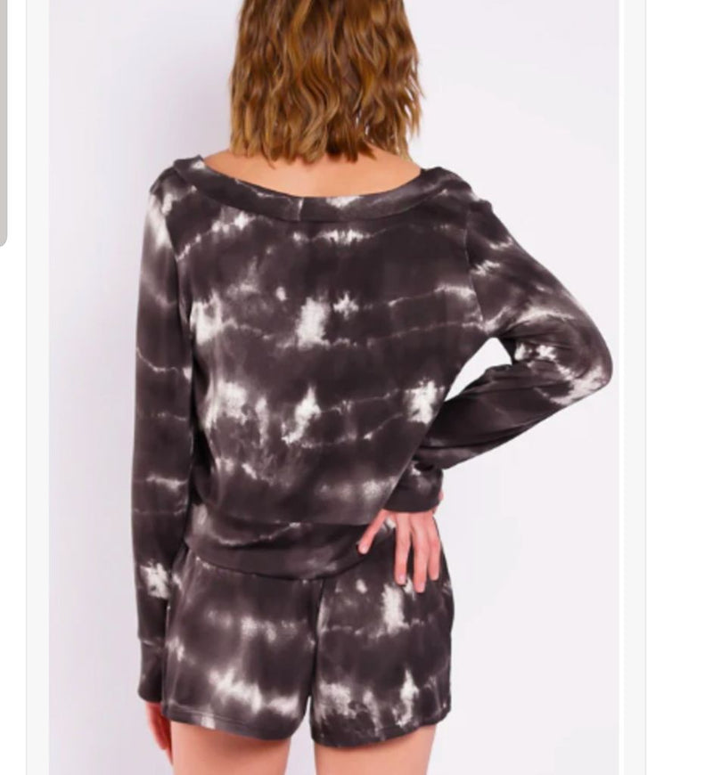 Load image into Gallery viewer, LA|TC *NEW 2pc Tie Dye Short Set, sz Large Black White
