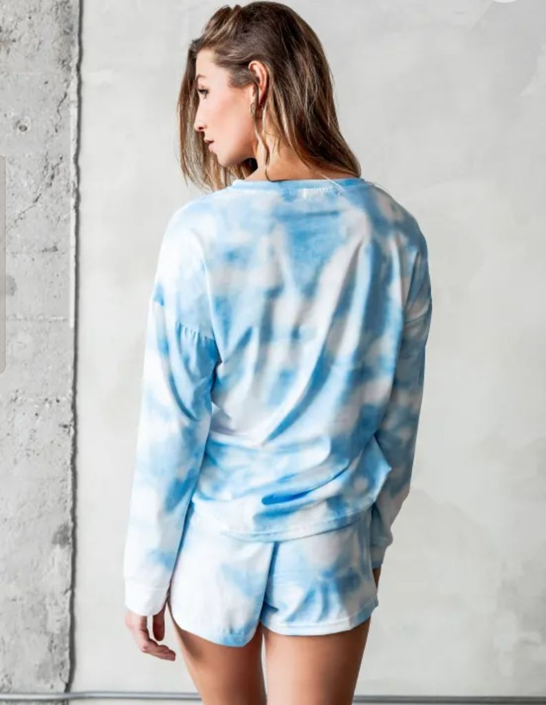 Load image into Gallery viewer, Hope Horizon *NEW 2pc Tie Dye Short Set, sz Small Blue White
