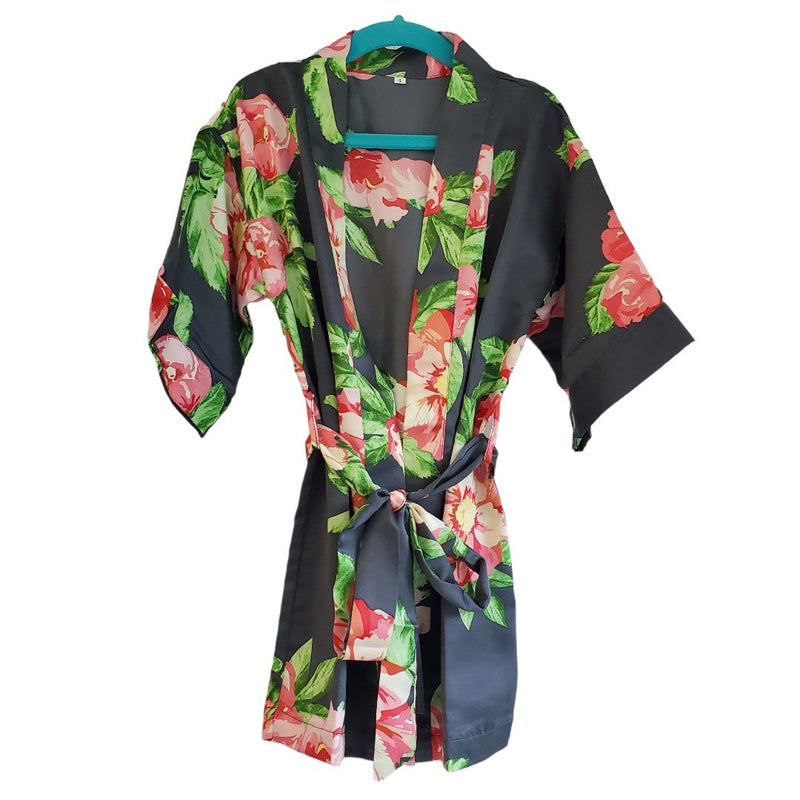 Load image into Gallery viewer, *NEW Slate Satin Robe, Youth sz 4
